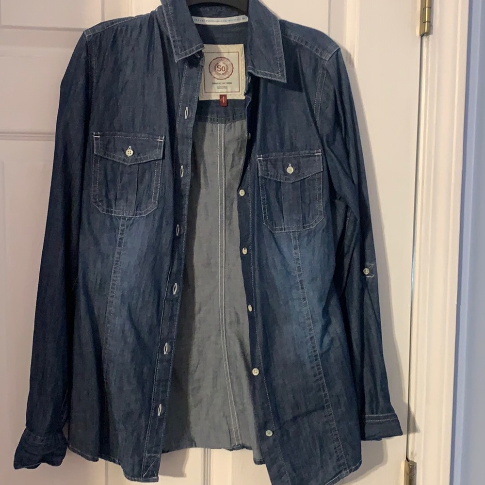 Dark Jean Button Up Top